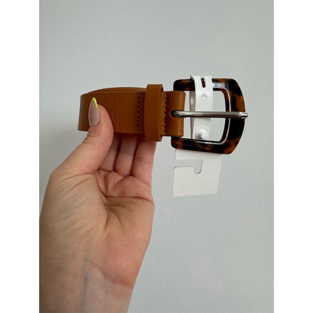 Jessica Simpson Women's Tan Belt with Tortoiseshell Buckle Size S